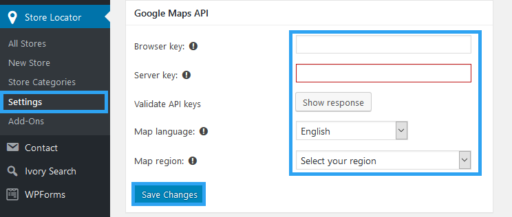 Set Google Maps API