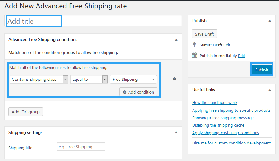 WooCommerce Advanced Free Shipping settings condition