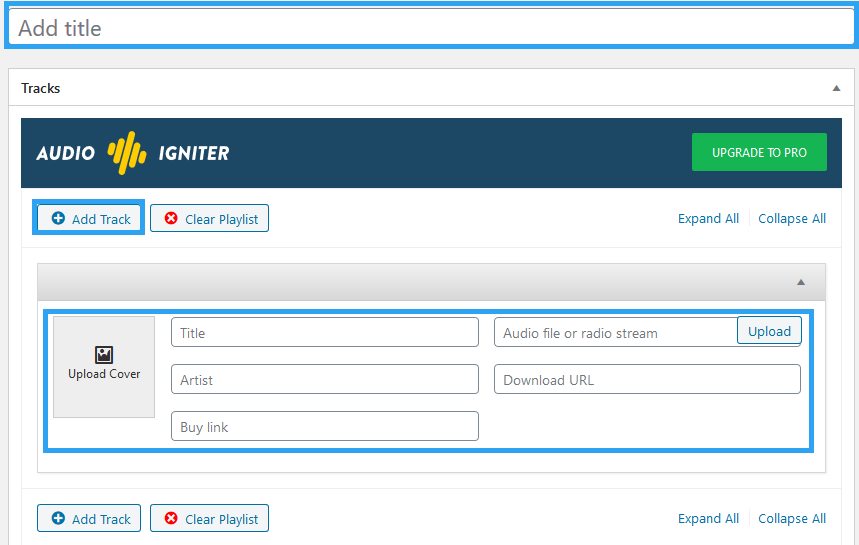 Add playlist with WordPress AudioIgniter plugin