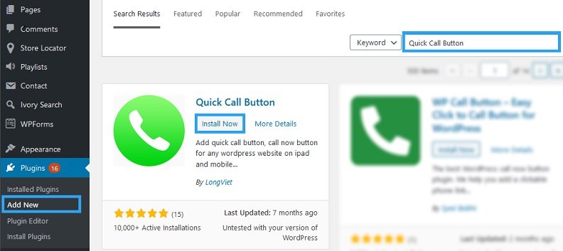 Install Quick Call Button