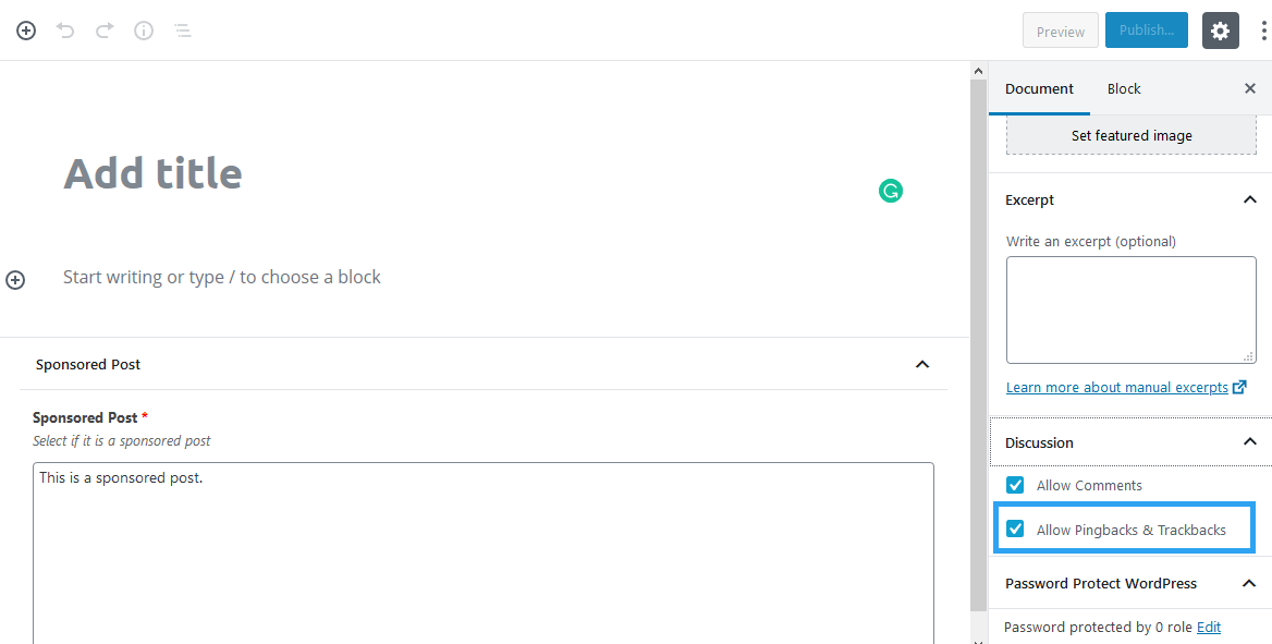 Disable WordPress pingbacks trackbacks post