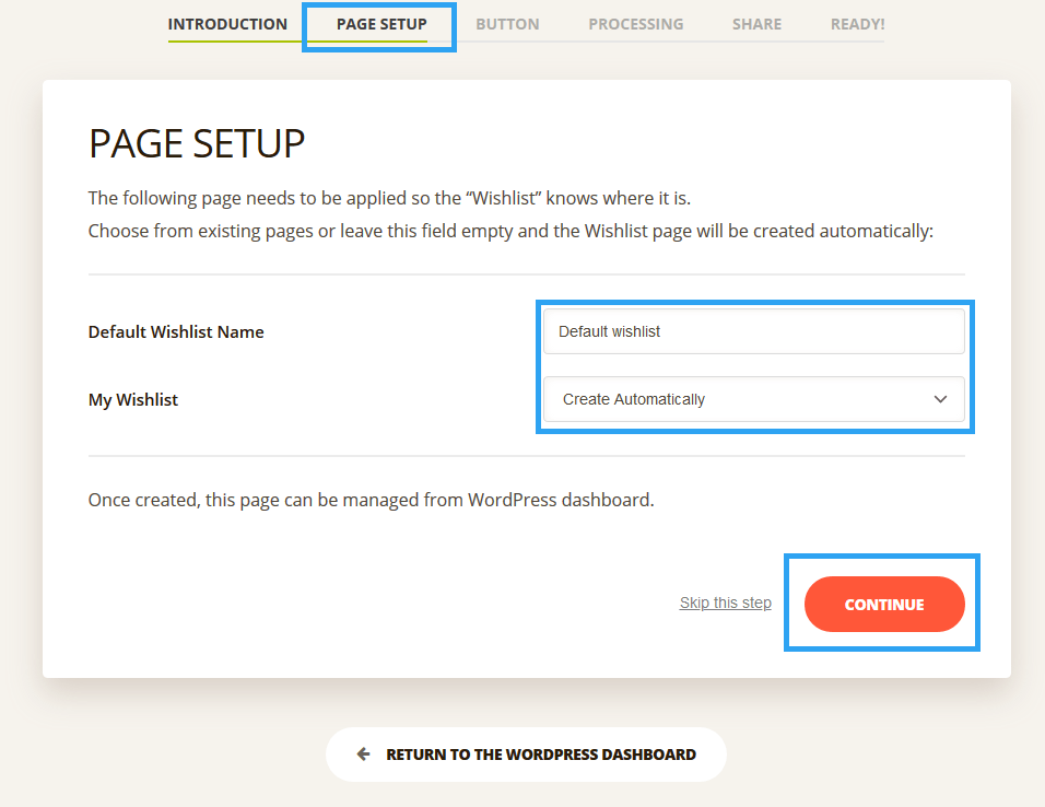 Ti WooCommerce Wishlist setup page