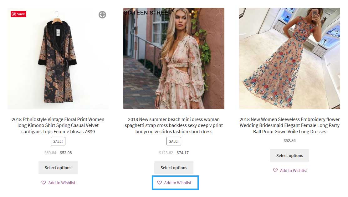 View wishlist button in shop