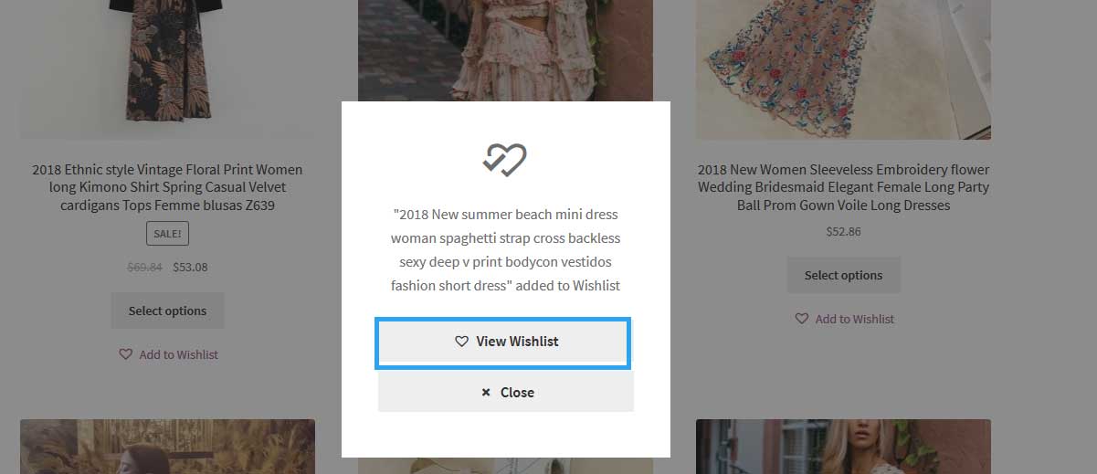 Wishlist view