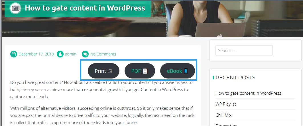 Add print button to WordPress page