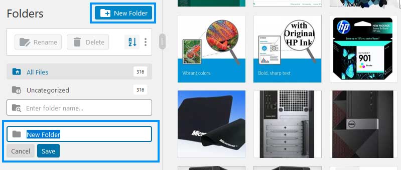 FileBird Media Library Create Folder