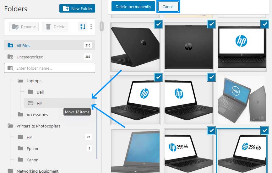 FileBird Media Library Bulk Select