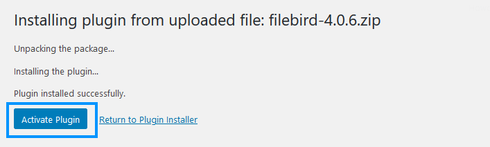 Activate FileBird WordPress File Manager