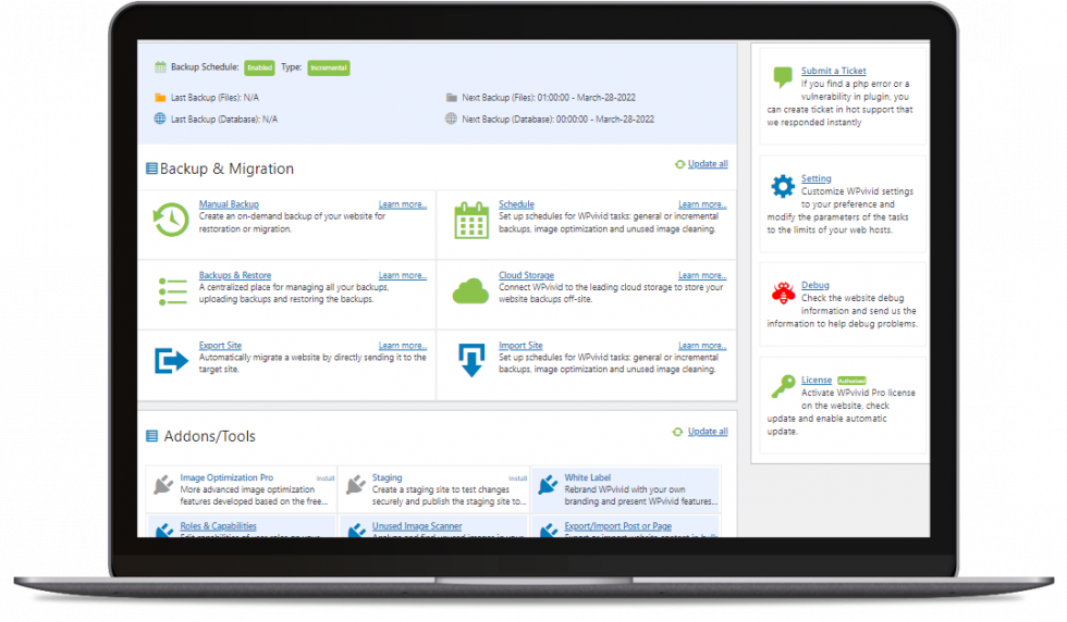 Wordpress backup and migration plugin wpvivid