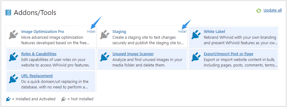 Install WPvivid Pro Addons from Dashboard