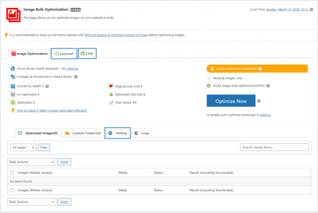 Reorganized Image Optimization Features Entries